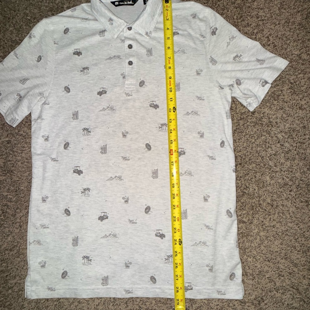 Travis Matthew Polo Shirt Mens Medium Gray Golf Casual All Over Print - Picture 8 of 8